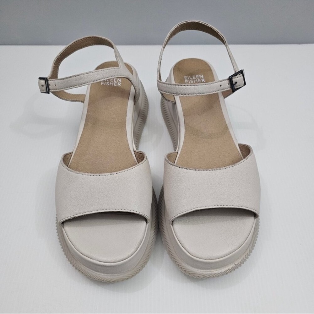 Eileen Fisher Ario Leather Wedge Sandals 8 - Picture 4 of 11
